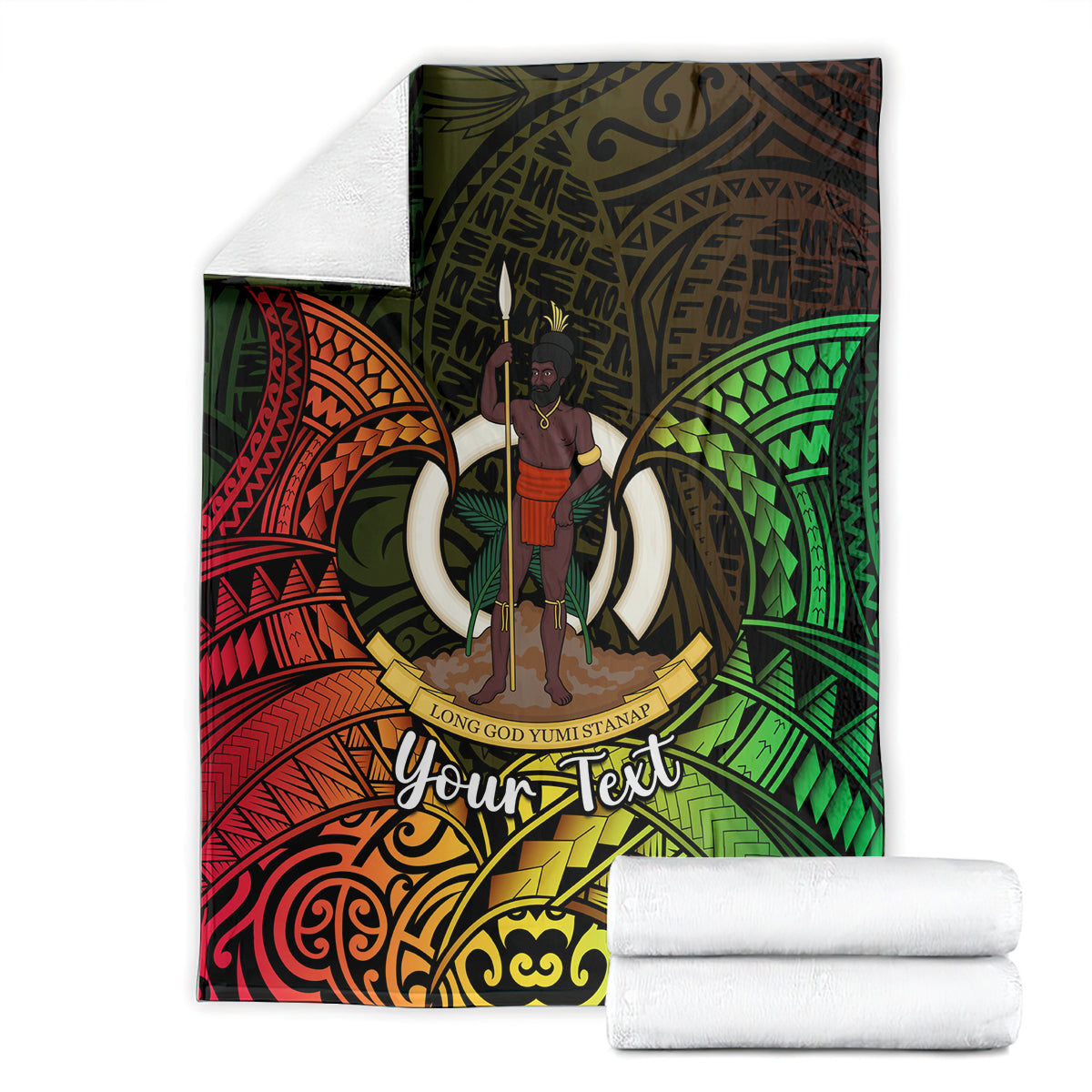 Personalised Vanuatu Family Day Blanket Happy 26 December Vanuatuan Pig Tusk LT14 - Polynesian Pride