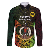 Personalised Vanuatu Family Day Family Matching Long Sleeve Bodycon Dress and Hawaiian Shirt Happy 26 December Vanuatuan Pig Tusk LT14 Dad's Shirt - Long Sleeve Black - Polynesian Pride
