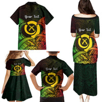 Personalised Vanuatu Family Day Family Matching Puletasi Dress and Hawaiian Shirt Happy 26 December Vanuatuan Pig Tusk LT14 - Polynesian Pride