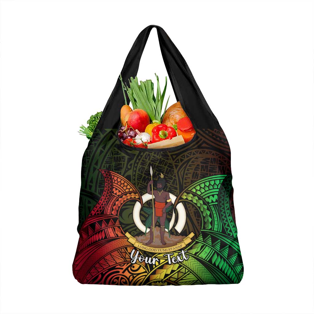 Personalised Vanuatu Family Day Grocery Bag Happy 26 December Vanuatuan Pig Tusk