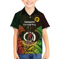 Personalised Vanuatu Family Day Kid Hawaiian Shirt Happy 26 December Vanuatuan Pig Tusk LT14 Kid Black - Polynesian Pride