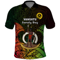 Personalised Vanuatu Family Day Polo Shirt Happy 26 December Vanuatuan Pig Tusk LT14 Black - Polynesian Pride