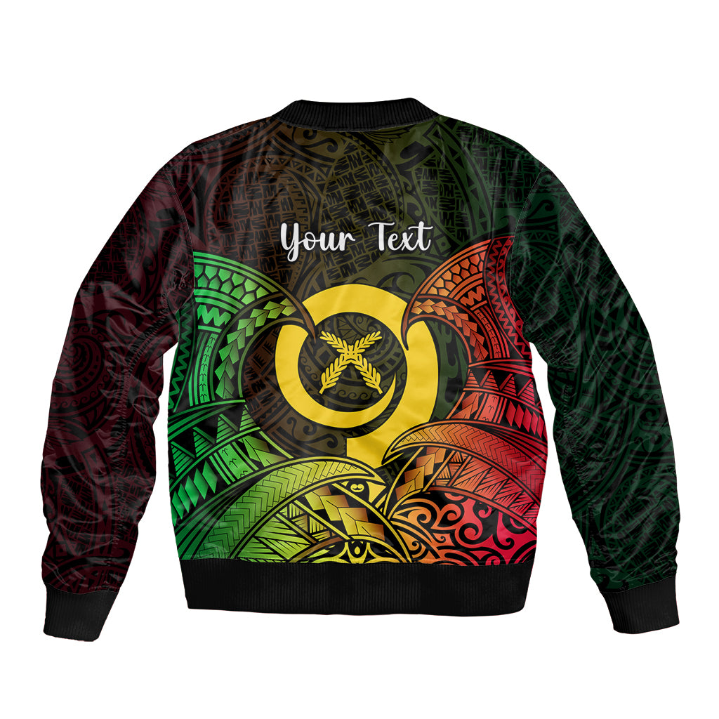 Personalised Vanuatu Family Day Sleeve Zip Bomber Jacket Happy 26 December Vanuatuan Pig Tusk LT14 - Polynesian Pride