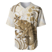Brown And White Hawaii Chameleon Baseball Jersey Plumeria Polynesian Tribal Art LT14 Brown - Polynesian Pride