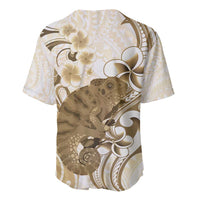 Brown And White Hawaii Chameleon Baseball Jersey Plumeria Polynesian Tribal Art LT14 - Polynesian Pride