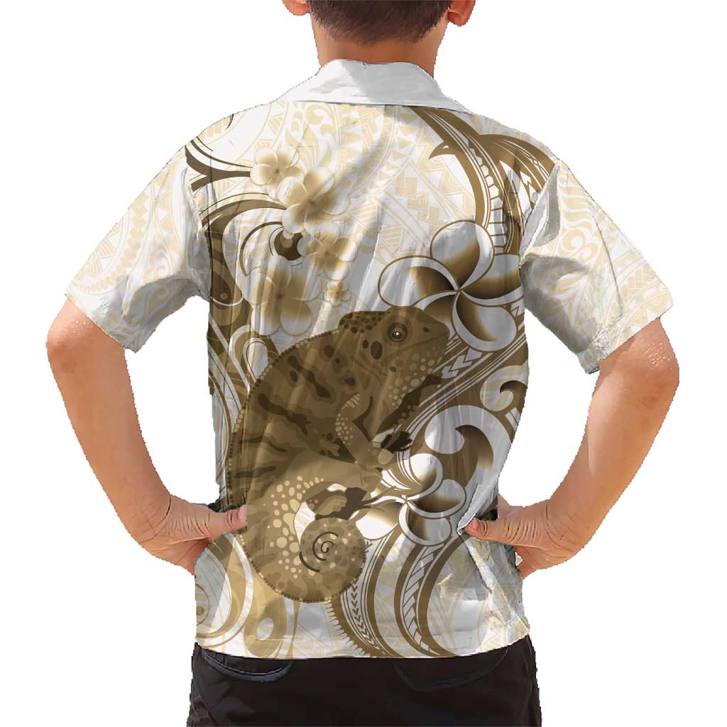 Brown And White Hawaii Chameleon Kid Hawaiian Shirt Plumeria Polynesian Tribal Art LT14 - Polynesian Pride