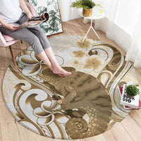 Brown And White Hawaii Chameleon Round Carpet Plumeria Polynesian Tribal Art LT14 - Polynesian Pride