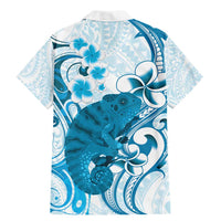 Cyan And White Hawaii Chameleon Family Matching Mermaid Dress and Hawaiian Shirt Plumeria Polynesian Tribal Art