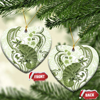 Green And White Hawaii Chameleon Ceramic Ornament Plumeria Polynesian Tribal Art