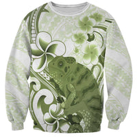 Green And White Hawaii Chameleon Sweatshirt Plumeria Polynesian Tribal Art LT14 Unisex Lime Green - Polynesian Pride