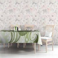 Green And White Hawaii Chameleon Tablecloth Plumeria Polynesian Tribal Art