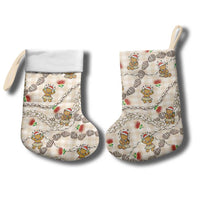 Beige Palaka Hawaii Mele Kalikimaka Christmas Stocking Ohia Lehua Shell Leis Funny Gingerbread Santa - Polynesian Pride