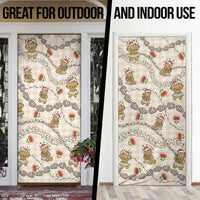 Beige Palaka Hawaii Mele Kalikimaka Door Cover Ohia Lehua Shell Leis Funny Gingerbread Santa - Polynesian Pride