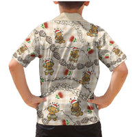 Beige Palaka Hawaii Mele Kalikimaka Family Matching Mermaid Dress and Hawaiian Shirt Ohia Lehua Shell Leis Funny Gingerbread Santa - Polynesian Pride