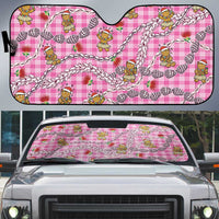 Pink Palaka Hawaii Mele Kalikimaka Auto Sun Shade Ohia Lehua Shell Leis Funny Gingerbread Santa - Polynesian Pride