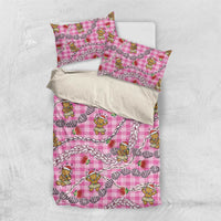 Pink Palaka Hawaii Mele Kalikimaka Bedding Set Ohia Lehua Shell Leis Funny Gingerbread Santa - Polynesian Pride