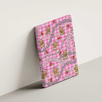 Pink Palaka Hawaii Mele Kalikimaka Canvas Wall Art Ohia Lehua Shell Leis Funny Gingerbread Santa - Polynesian Pride