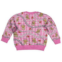 Pink Palaka Hawaii Mele Kalikimaka Kid Ugly Christmas Sweater Ohia Lehua Shell Leis Funny Gingerbread Santa - Polynesian Pride