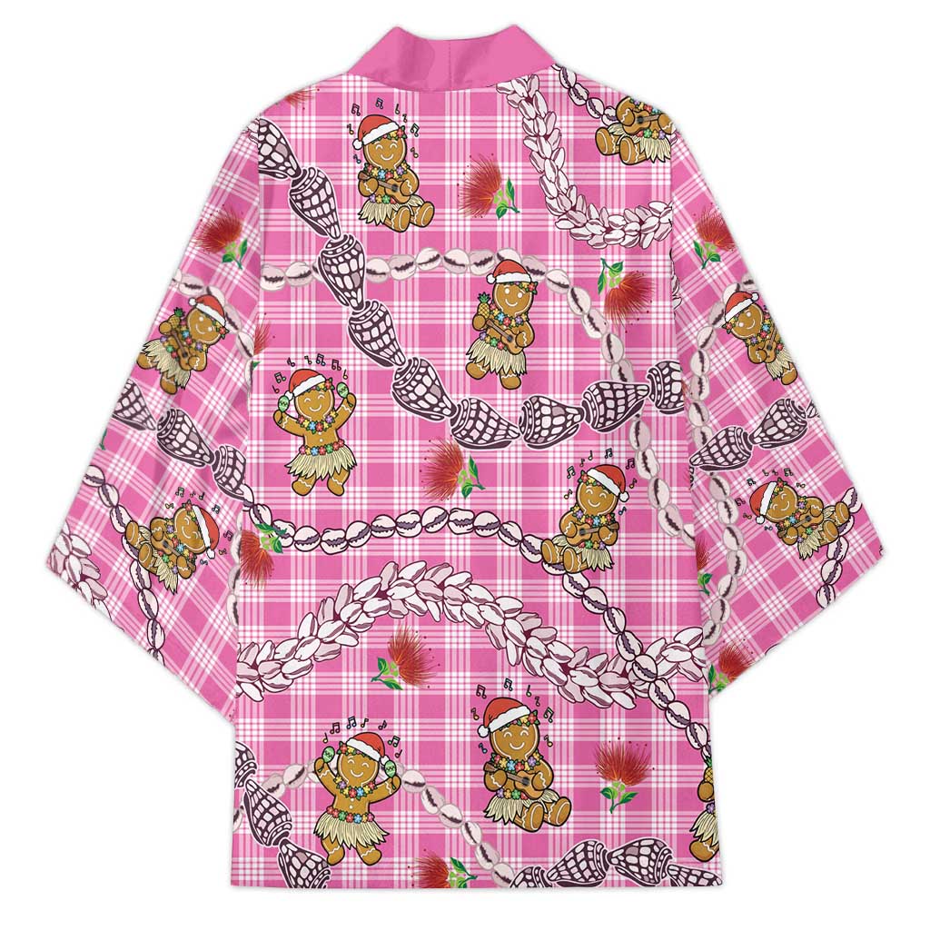 Pink Palaka Hawaii Mele Kalikimaka Kimono Ohia Lehua Shell Leis Funny Gingerbread Santa - Polynesian Pride