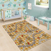 Gold Palaka Hawaii Mele Kalikimaka Area Rug Ohia Lehua Shell Leis Funny Gingerbread Santa - Polynesian Pride