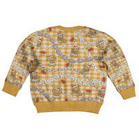 Gold Palaka Hawaii Mele Kalikimaka Kid Ugly Christmas Sweater Ohia Lehua Shell Leis Funny Gingerbread Santa - Polynesian Pride