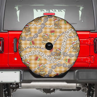 Gold Palaka Hawaii Mele Kalikimaka Spare Tire Cover Ohia Lehua Shell Leis Funny Gingerbread Santa - Polynesian Pride