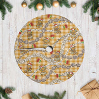 Gold Palaka Hawaii Mele Kalikimaka Tree Skirt Ohia Lehua Shell Leis Funny Gingerbread Santa - Polynesian Pride