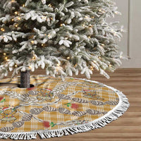 Gold Palaka Hawaii Mele Kalikimaka Tree Skirt Ohia Lehua Shell Leis Funny Gingerbread Santa - Polynesian Pride