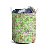 Green Palaka Hawaii Mele Kalikimaka Laundry Basket Ohia Lehua Shell Leis Funny Gingerbread Santa LT14 - Polynesian Pride