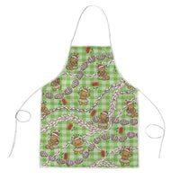 Green Palaka Hawaii Mele Kalikimaka Apron Ohia Lehua Shell Leis Funny Gingerbread Santa - Polynesian Pride