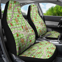 Green Palaka Hawaii Mele Kalikimaka Car Seat Cover Ohia Lehua Shell Leis Funny Gingerbread Santa - Polynesian Pride