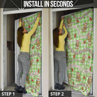 Green Palaka Hawaii Mele Kalikimaka Door Cover Ohia Lehua Shell Leis Funny Gingerbread Santa - Polynesian Pride