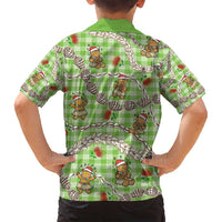 Green Palaka Hawaii Mele Kalikimaka Family Matching Tank Maxi Dress and Hawaiian Shirt Ohia Lehua Shell Leis Funny Gingerbread Santa - Polynesian Pride