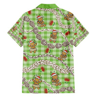Green Palaka Hawaii Mele Kalikimaka Hawaiian Shirt Ohia Lehua Shell Leis Funny Gingerbread Santa - Polynesian Pride
