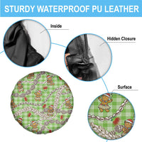 Green Palaka Hawaii Mele Kalikimaka Spare Tire Cover Ohia Lehua Shell Leis Funny Gingerbread Santa - Polynesian Pride