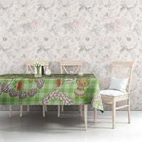 Green Palaka Hawaii Mele Kalikimaka Tablecloth Ohia Lehua Shell Leis Funny Gingerbread Santa - Polynesian Pride