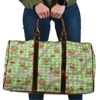 Green Palaka Hawaii Mele Kalikimaka Travel Bag Ohia Lehua Shell Leis Funny Gingerbread Santa - Polynesian Pride