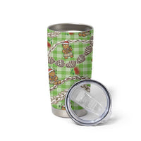 Green Palaka Hawaii Mele Kalikimaka Tumbler Cup Ohia Lehua Shell Leis Funny Gingerbread Santa - Polynesian Pride