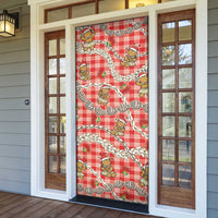 Red Palaka Hawaii Mele Kalikimaka Door Cover Ohia Lehua Shell Leis Funny Gingerbread Santa - Polynesian Pride