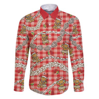 Red Palaka Hawaii Mele Kalikimaka Family Matching Short Sleeve Bodycon Dress and Hawaiian Shirt Ohia Lehua Shell Leis Funny Gingerbread Santa - Polynesian Pride