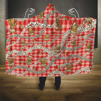 Red Palaka Hawaii Mele Kalikimaka Hooded Blanket Ohia Lehua Shell Leis Funny Gingerbread Santa - Polynesian Pride