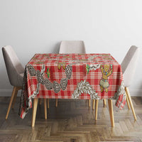 Red Palaka Hawaii Mele Kalikimaka Tablecloth Ohia Lehua Shell Leis Funny Gingerbread Santa - Polynesian Pride