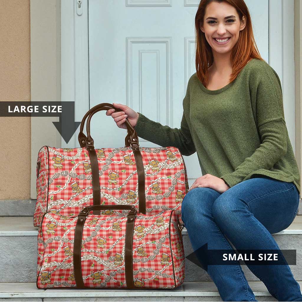 Red Palaka Hawaii Mele Kalikimaka Travel Bag Ohia Lehua Shell Leis Funny Gingerbread Santa - Polynesian Pride