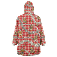 Red Palaka Hawaii Mele Kalikimaka Wearable Blanket Hoodie Ohia Lehua Shell Leis Funny Gingerbread Santa - Polynesian Pride