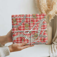 Red Palaka Hawaii Mele Kalikimaka Wrapping Paper Ohia Lehua Shell Leis Funny Gingerbread Santa - Polynesian Pride