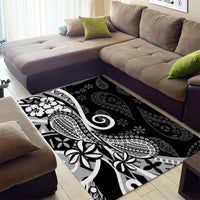 Black Polynesia Paisley Area Rug Polynesian With Tropical Flowers LT14 - Polynesian Pride