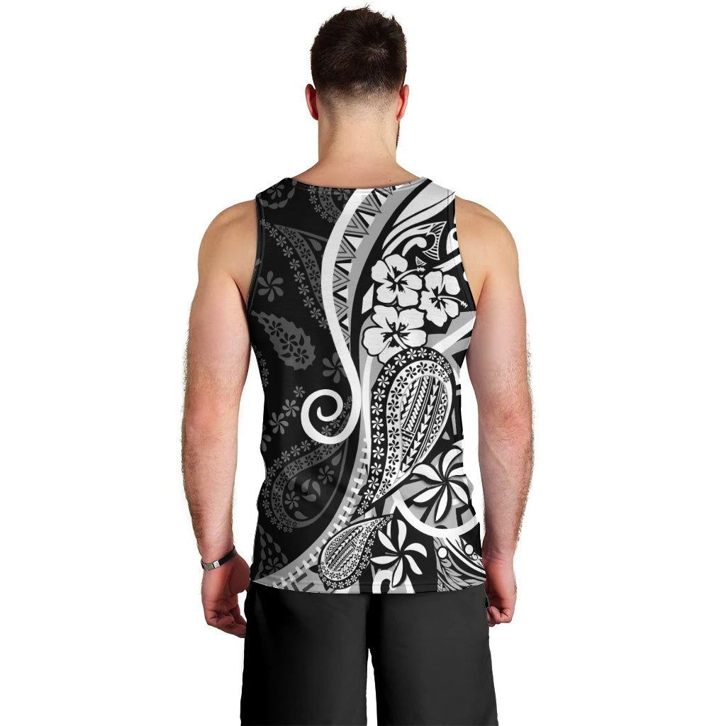 Black Polynesia Paisley Men Tank Top Polynesian With Tropical Flowers LT14 - Polynesian Pride