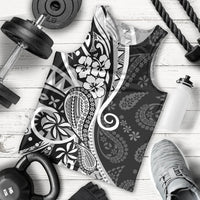 Black Polynesia Paisley Men Tank Top Polynesian With Tropical Flowers LT14 - Polynesian Pride