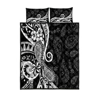 Black Polynesia Paisley Quilt Bed Set Polynesian With Tropical Flowers LT14 Black - Polynesian Pride