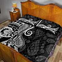 Black Polynesia Paisley Quilt Bed Set Polynesian With Tropical Flowers LT14 - Polynesian Pride